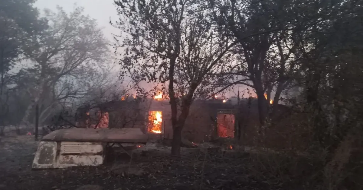 Фото Дергачівської міської ради За інформацією Токарівського старостату, пожежа спалахнула у полі внаслідок російських обстрілів, а потім перекинулася на село.